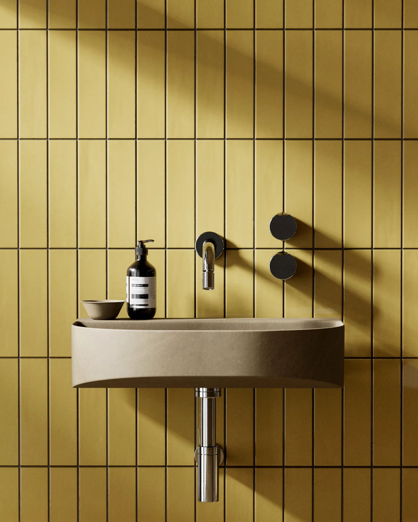 Contemporary Yellow Tile Coordinated Grout PBR Texture - Example Scene Visualization | Superellipse
