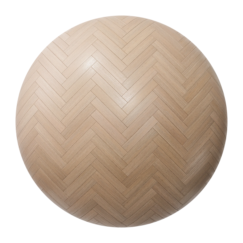 Natural Oak Herringbone Parquet Wood Floor PBR Texture - Sphere Swatch Preview | Superellipse