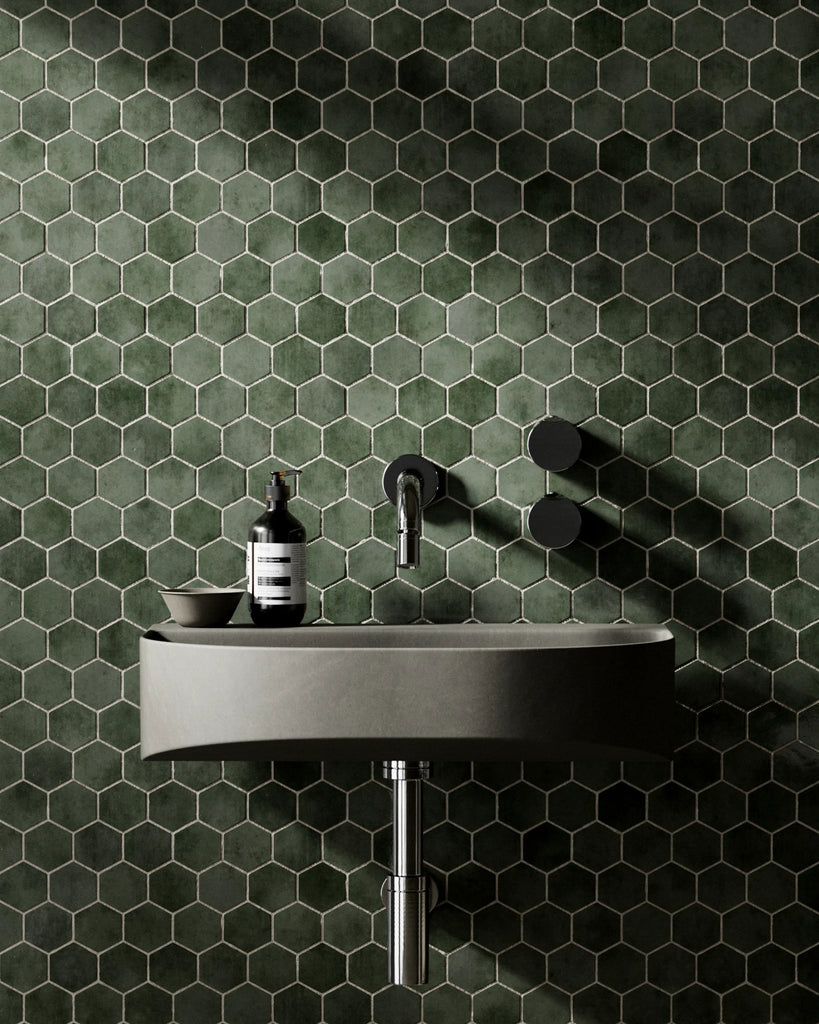 Zellige Avocado Hex Tile PBR Texture - Example Scene Visualization | Superellipse