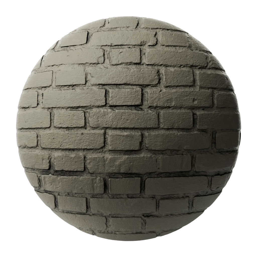Rustic Painted Brick Pantalon Olive PBR Texture - Sphere Swatch Preview | Superellipse