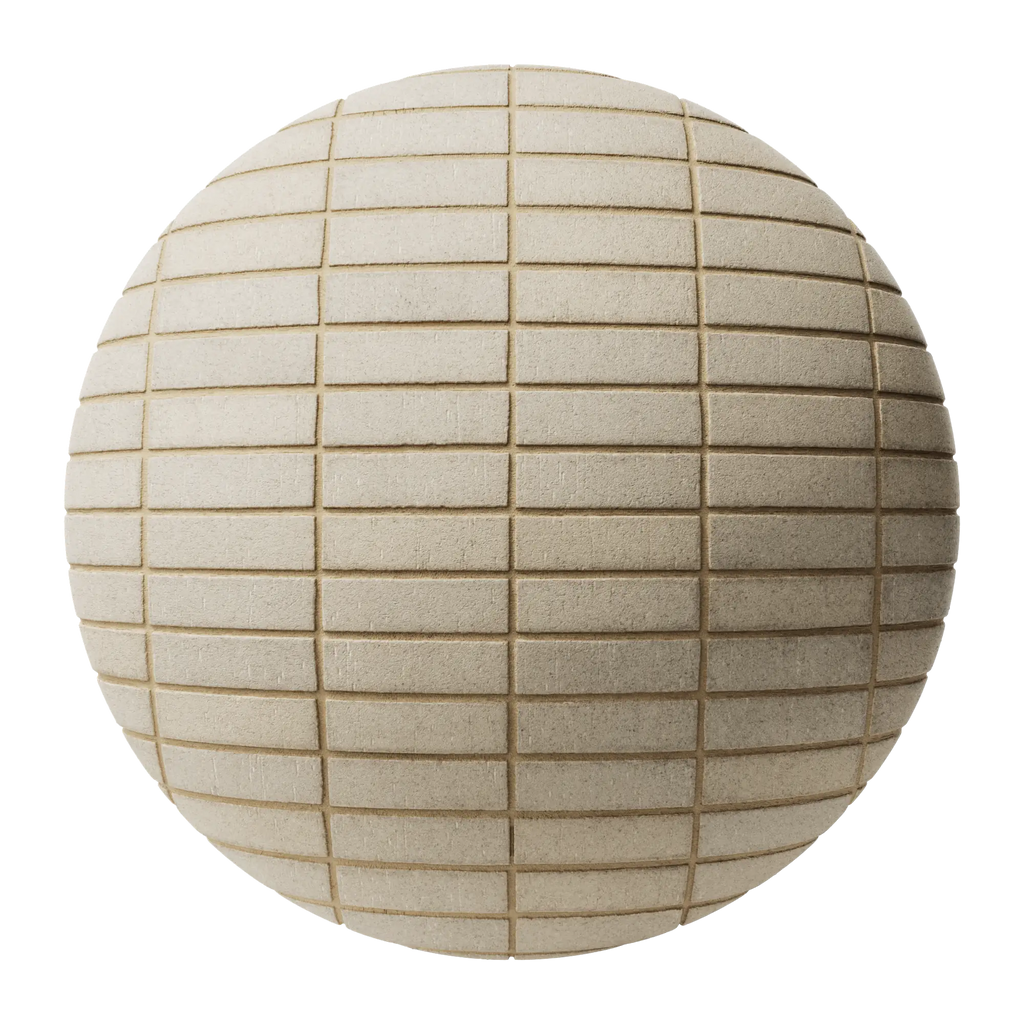 Windermere Grey Dragfaced Brick Stack Bond PBR Texture - Sphere Swatch Preview | Superellipse