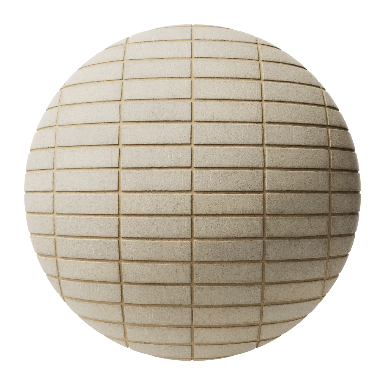 Windermere Grey Dragfaced Brick Stack Bond PBR Texture - Sphere Swatch Preview | Superellipse