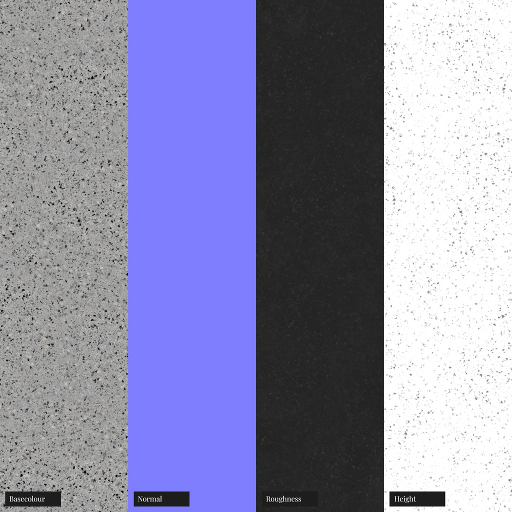 Arctic Grey Polished Granite Slab PBR Texture - Example Scene Visualization | Superellipse