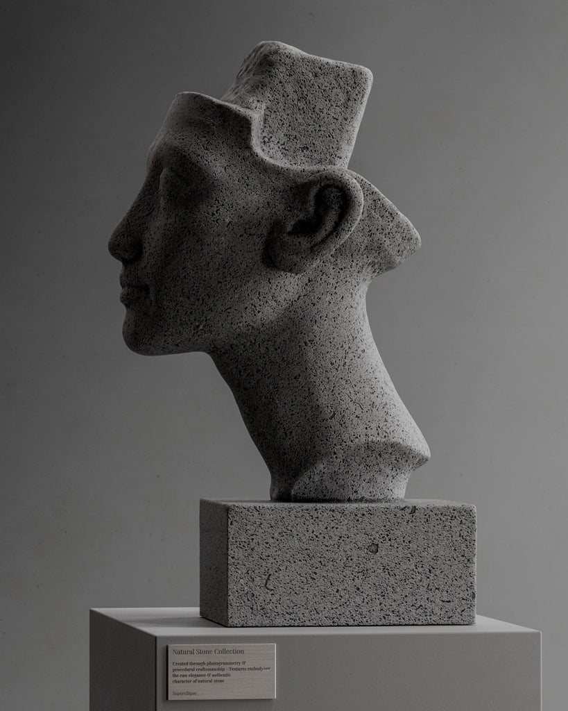 Vesicular Basalt Fine Stone Light Grey PBR Texture - Example Scene Visualization | Superellipse