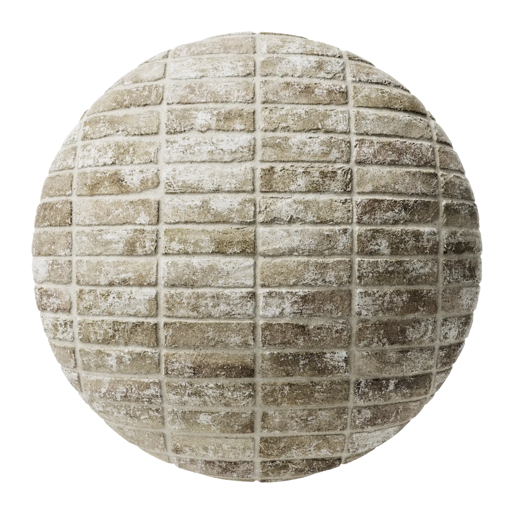 Reclaimed Edwardian Brick Stack Bond PBR Texture - Sphere Swatch Preview | Superellipse