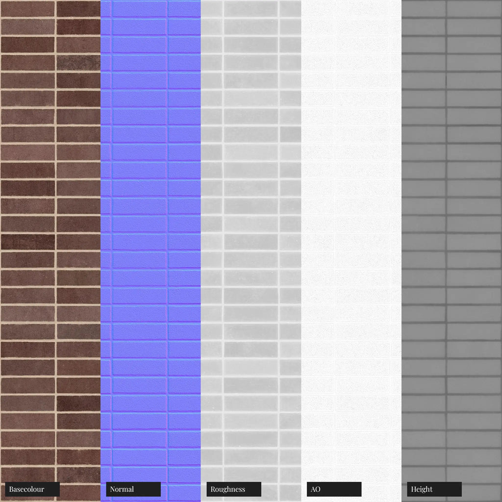 Bordeaux Red Sandfaced Brick Stack Bond PBR Texture - Example Scene Visualization | Superellipse