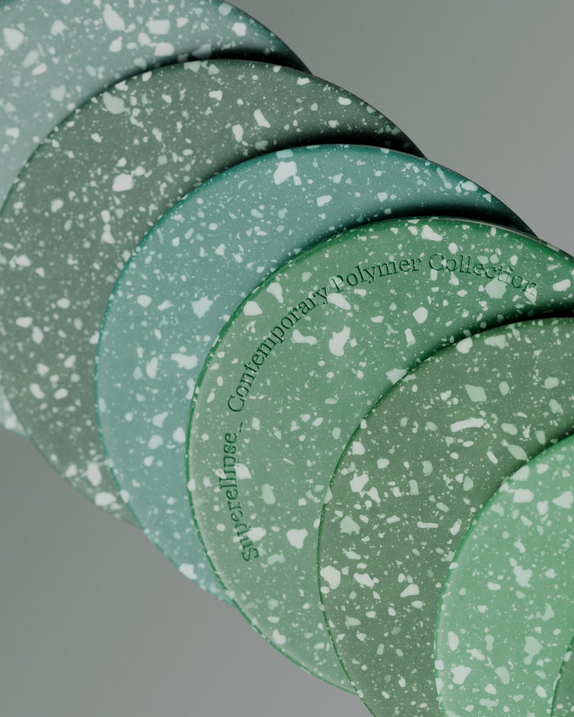 Vibrant Green Terrazzo Plastic PBR Texture - Example Scene Visualization | Superellipse