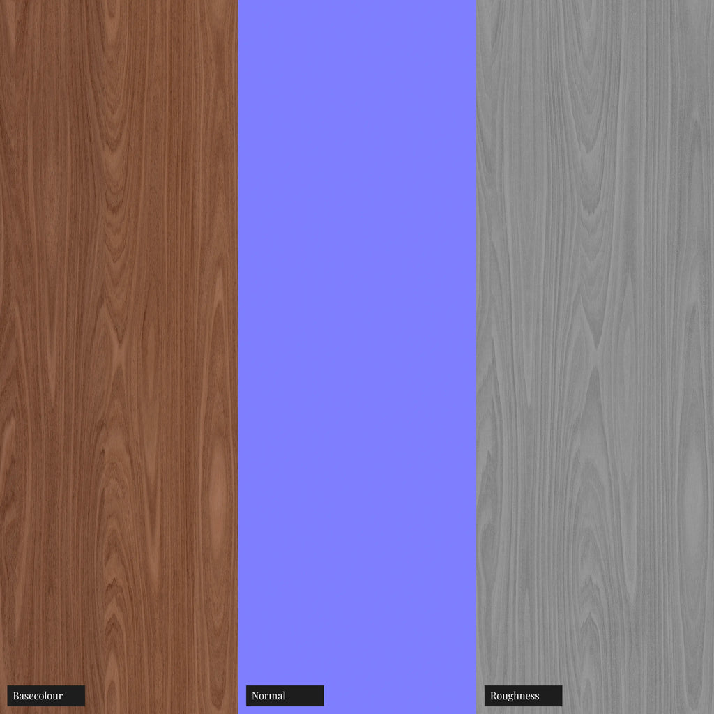 Mahogany Crown Cut Bonded Veneer Wood PBR Texture - Example Scene Visualization | Superellipse