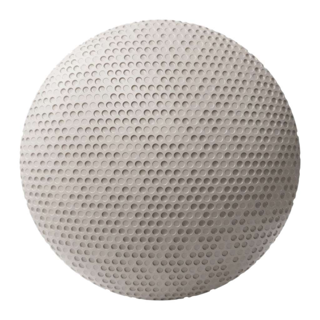 Rhythmic Circle Grid Textured Plastic PBR Texture - Sphere Swatch Preview | Superellipse