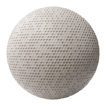 Rhythmic Circle Grid Textured Plastic PBR Texture - Sphere Swatch Preview | Superellipse
