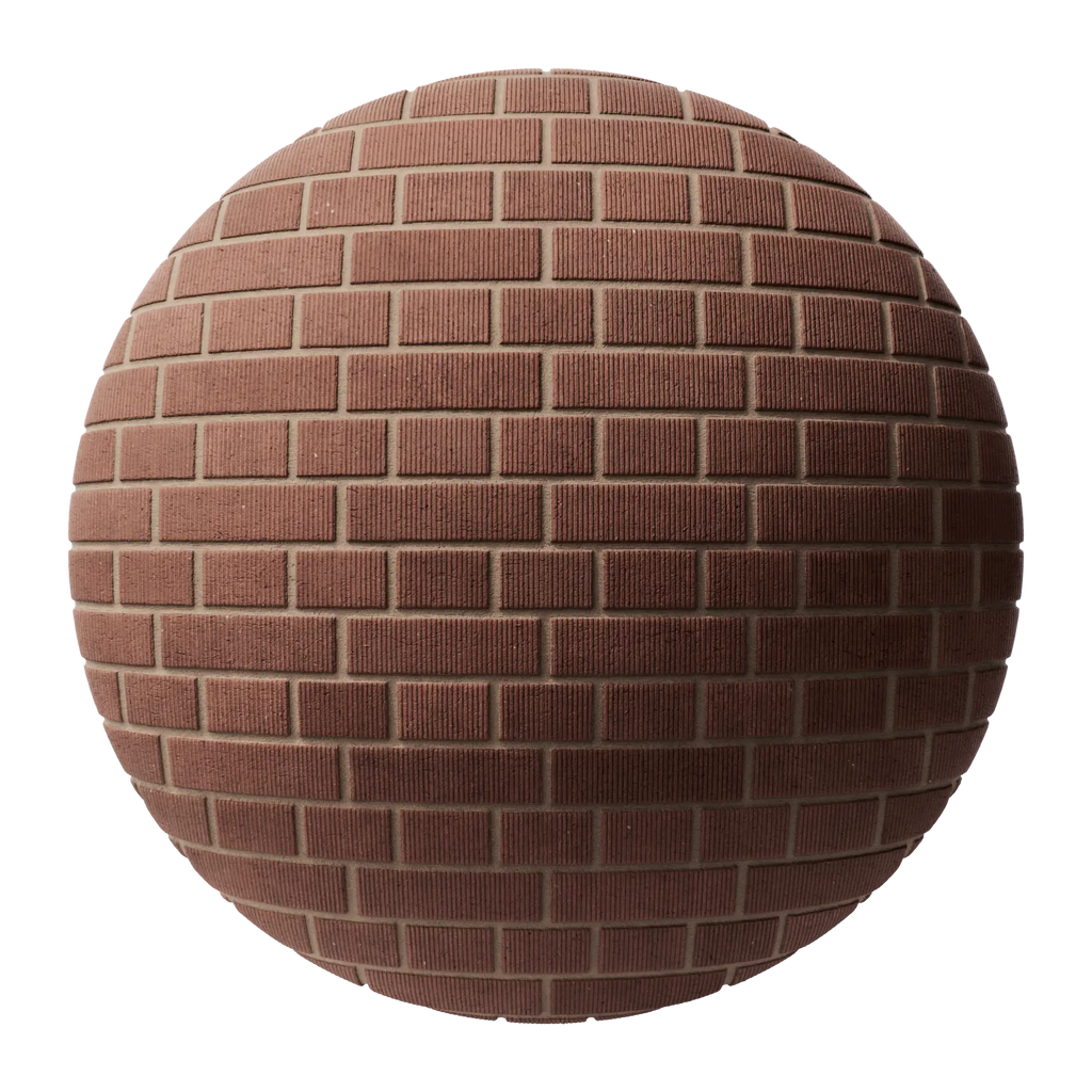 Ribbed Carlton Red Brick English Bond PBR Texture - Sphere Swatch Preview | Superellipse