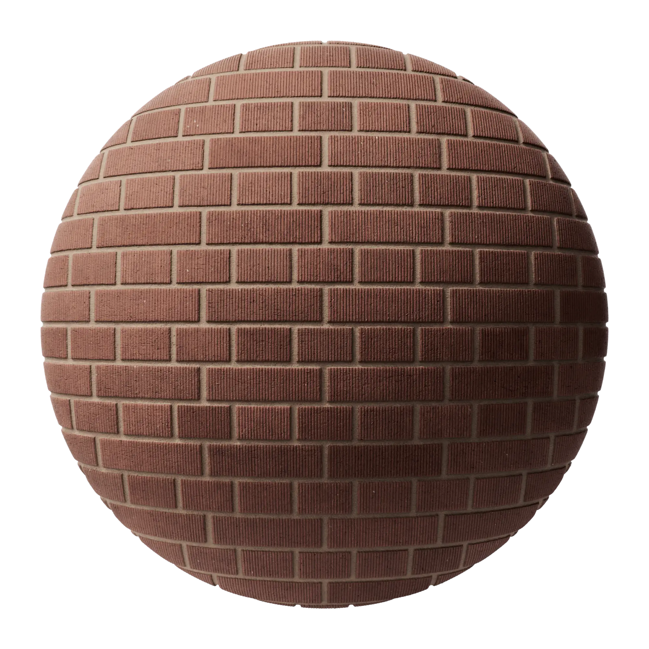 Ribbed Carlton Red Brick English Bond PBR Texture - Sphere Swatch Preview | Superellipse