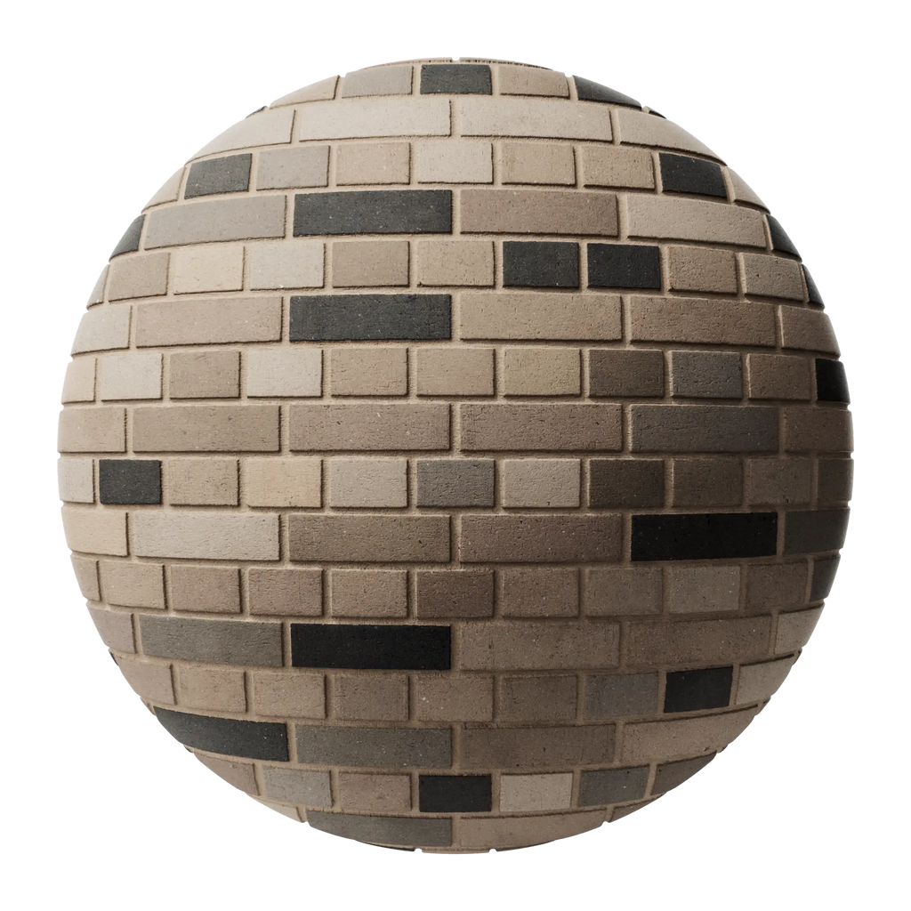 Slate Accent Architectural English Bond Brick PBR Texture - Sphere Swatch Preview | Superellipse