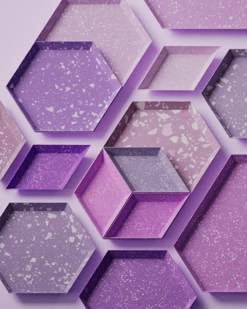 Heather Purple Terrazzo Plastic PBR Texture - Example Scene Visualization | Superellipse