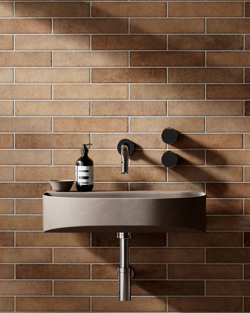 Hoxton Burnt Orange Brickbond Tile PBR Texture - Example Scene Visualization | Superellipse