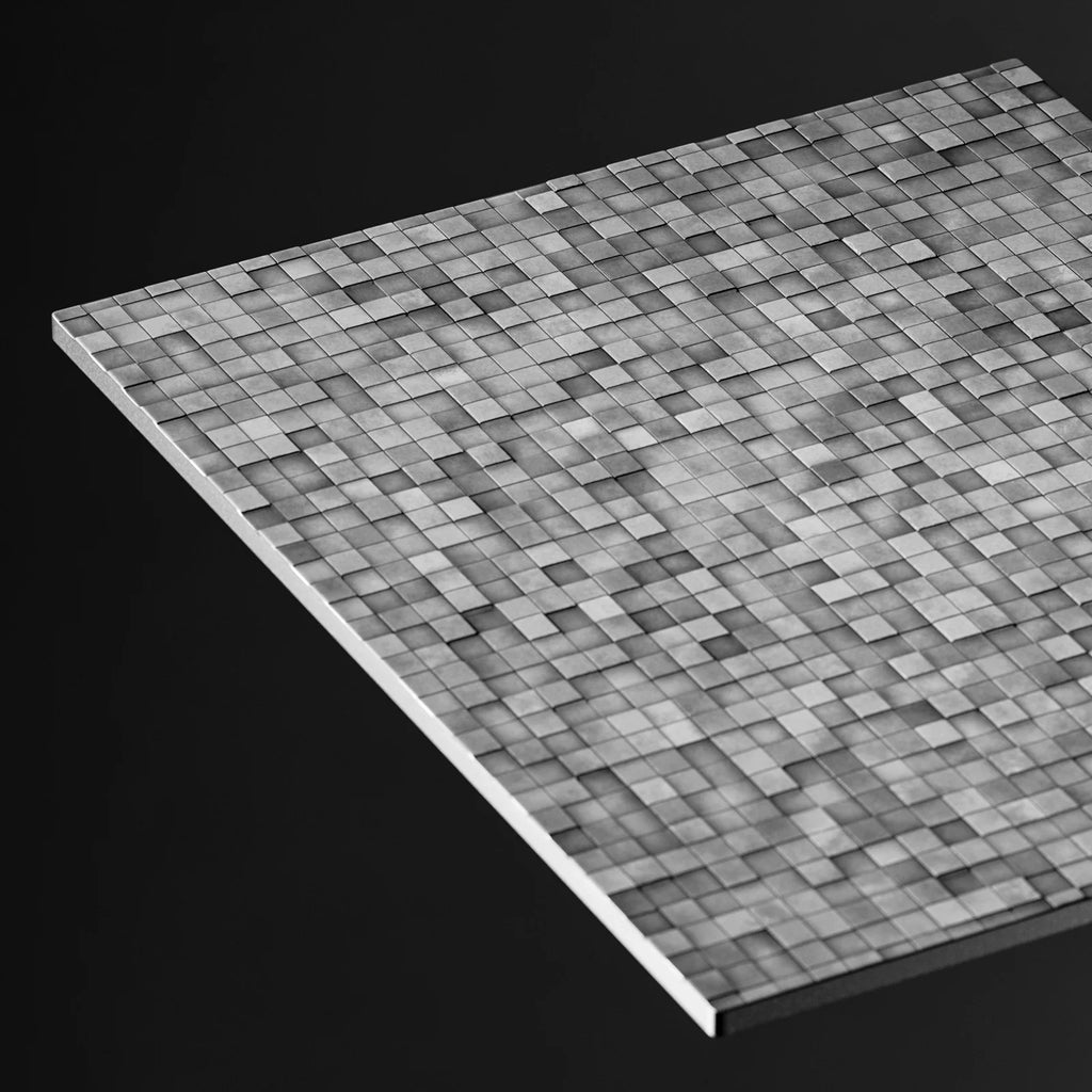 Mosaic Stainless Steel 3D Metal Panel PBR Texture - Example Scene Visualization | Superellipse