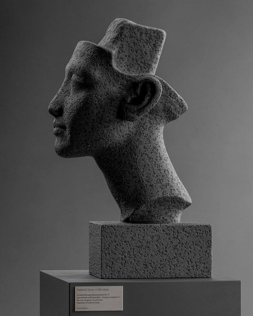 Volcanic Basalt Stone Dark PBR Texture - Example Scene Visualization | Superellipse