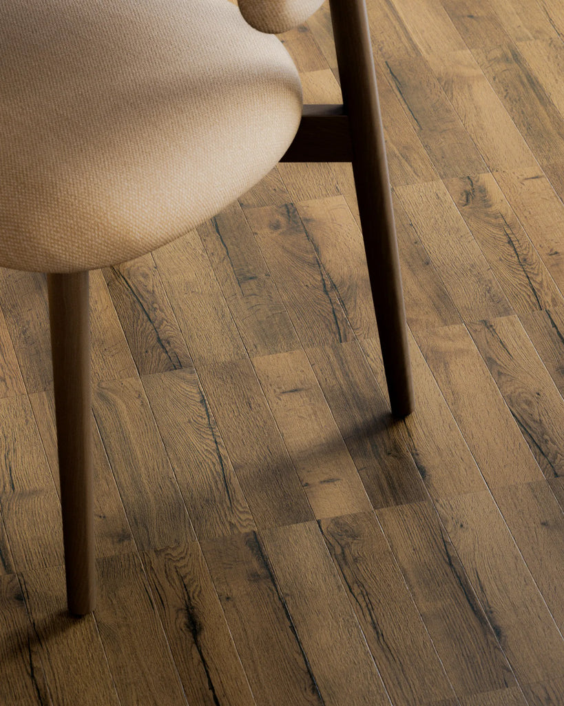 Rustic Oak Wood Stack Bond Parquet Floor PBR Texture - Example Scene Visualization | Superellipse