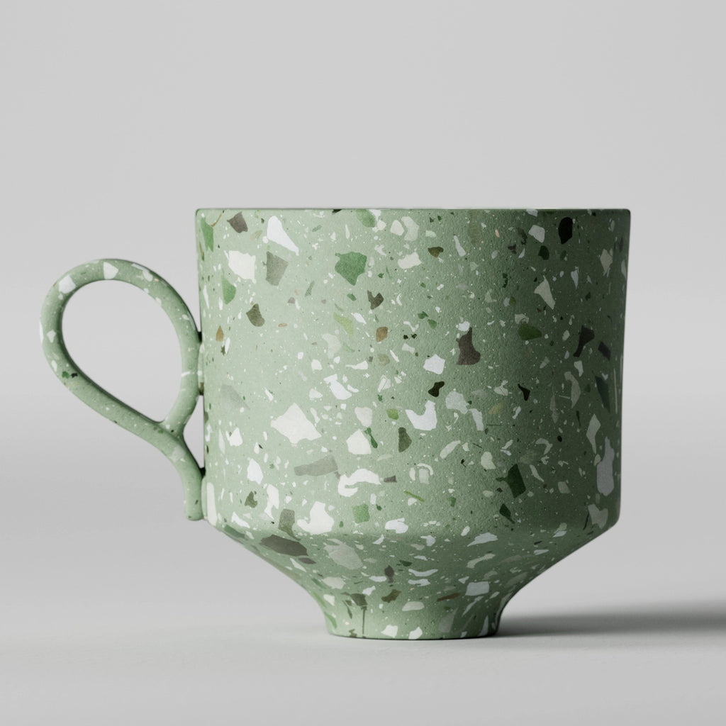 Green Ceramic Terrazzo Mixed Aggregates PBR Texture - Example Scene Visualization | Superellipse