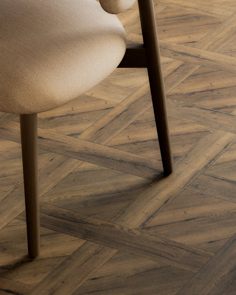Rustic Oak Wood Basketweave Floor PBR Texture - Example Scene Visualization | Superellipse