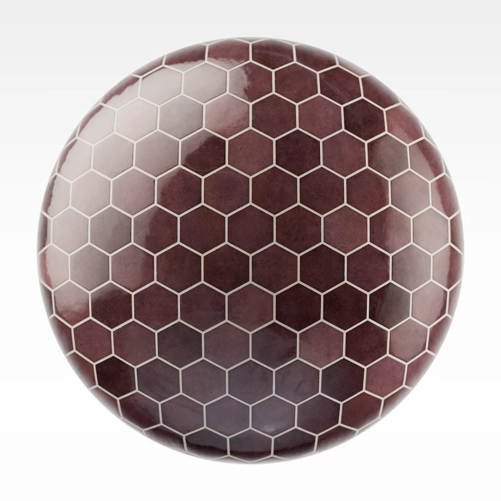 Hoxton Burgundy Hex Tile PBR Texture - Sphere Swatch Preview | Superellipse