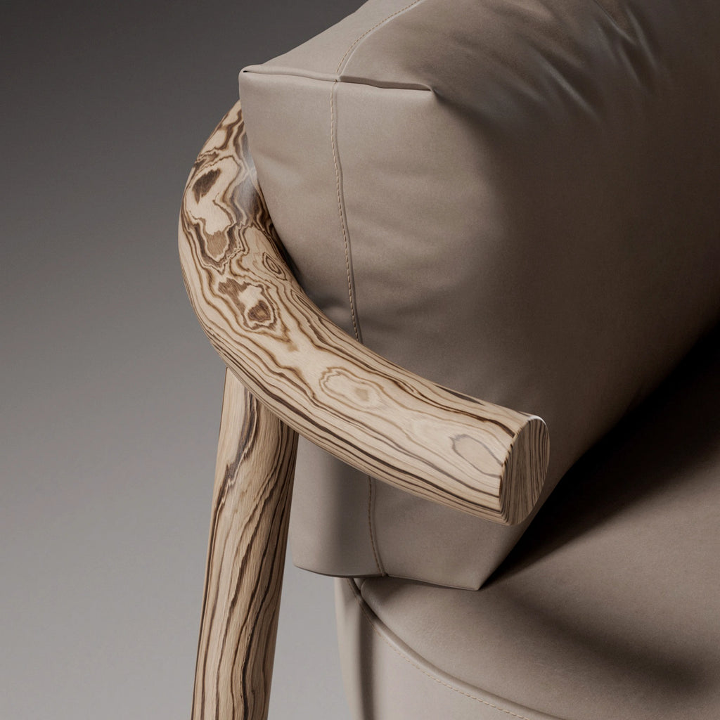 Zebrano Book Matched Natural Finish Veneer Wood PBR Texture - Example Scene Visualization | Superellipse