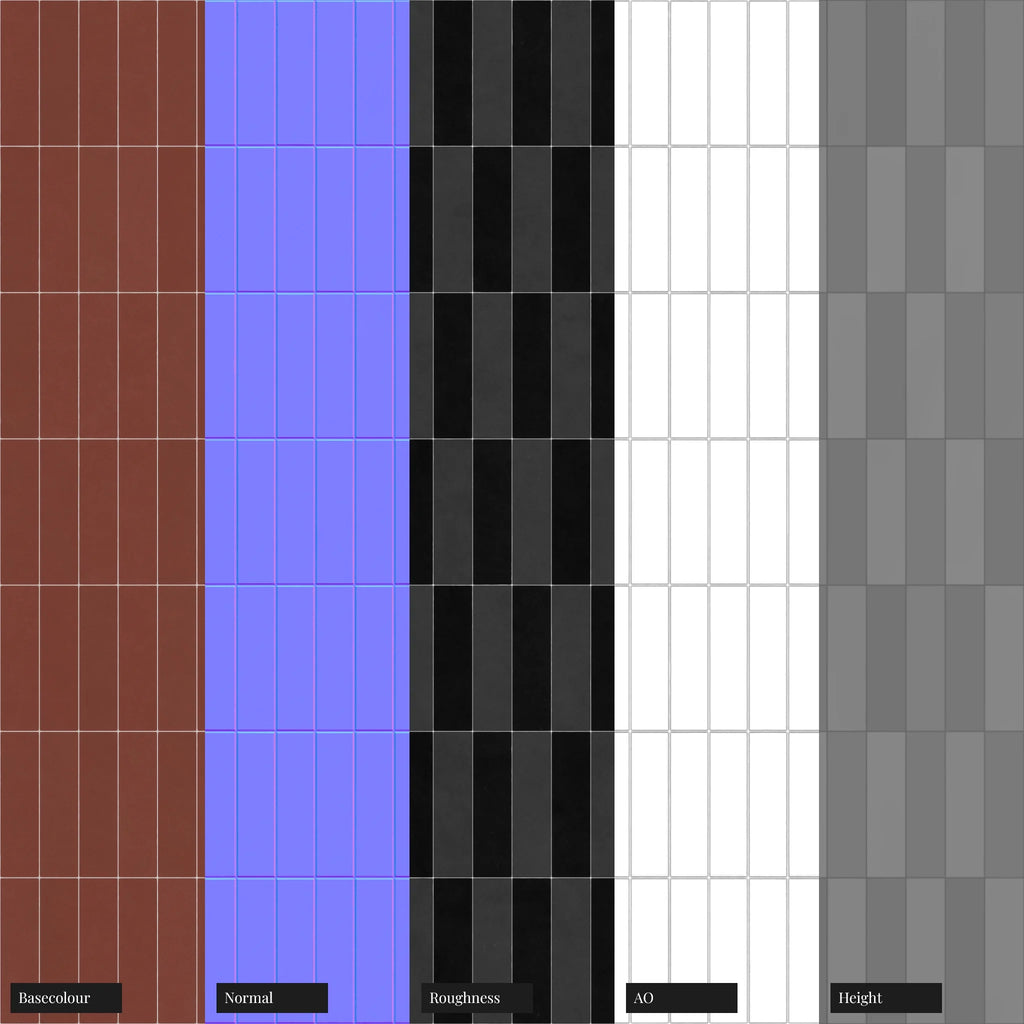 Checkerboard Burnt Sienna Stacked Tile PBR Texture - Example Scene Visualization | Superellipse