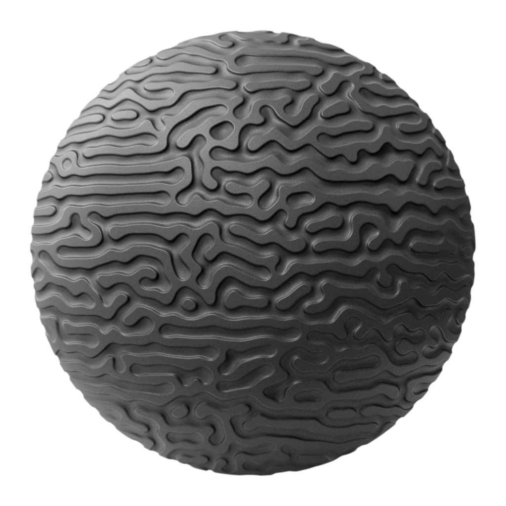 Reaction Diffusion Linear Embossed Plastic PBR Texture - Sphere Swatch Preview | Superellipse