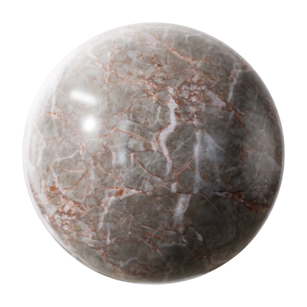 Rosso Damasco Polished Marble Slab PBR Texture - Sphere Swatch Preview | Superellipse
