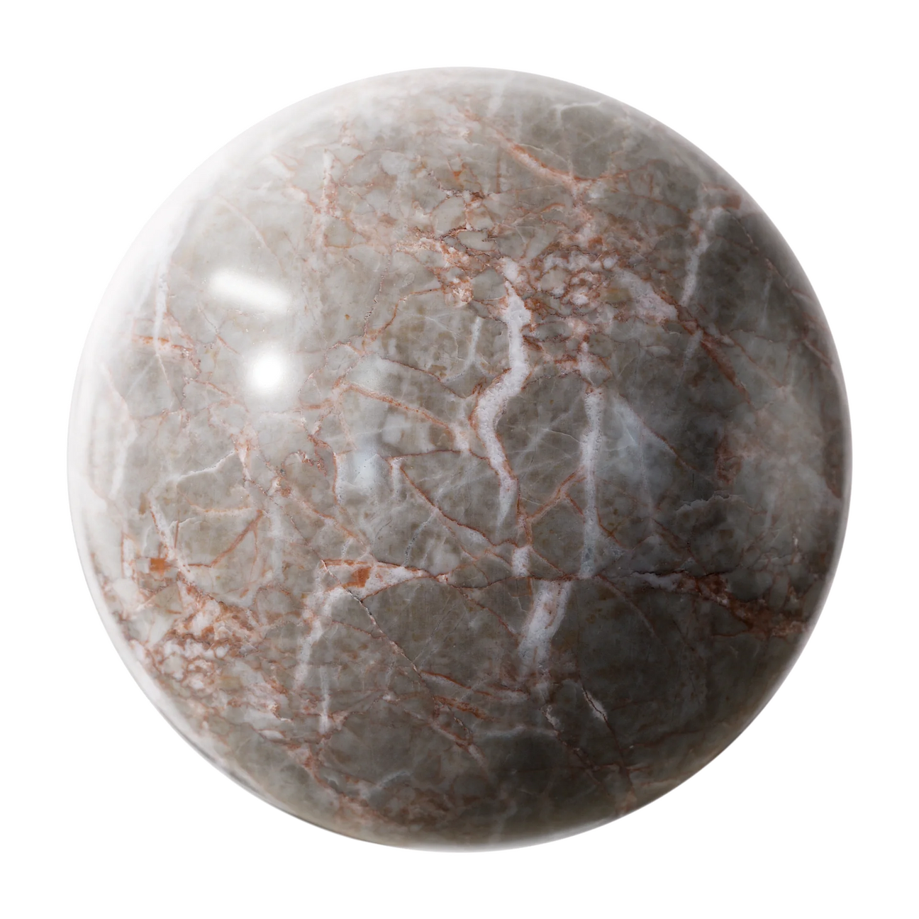 Rosso Damasco Polished Marble Slab PBR Texture - Sphere Swatch Preview | Superellipse
