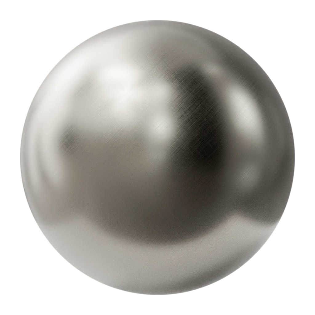 Fine Crosshatch Brushed Platinum Metal PBR Texture - Sphere Swatch Preview | Superellipse
