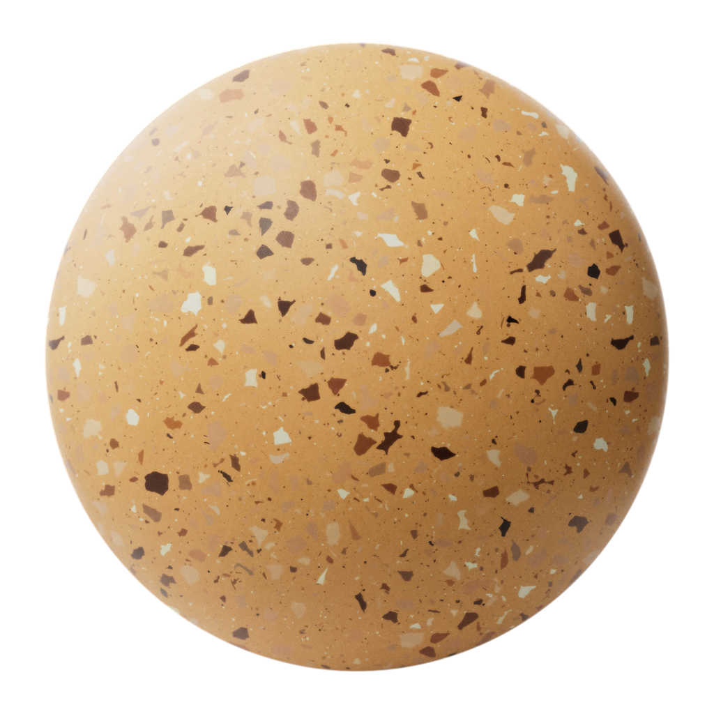 Sunflower Yellow Ceramic Terrazzo PBR Texture - Sphere Swatch Preview | Superellipse