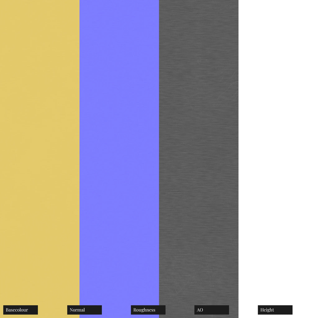 Fine Linear Brushed Brass Metal PBR Texture - Example Scene Visualization | Superellipse