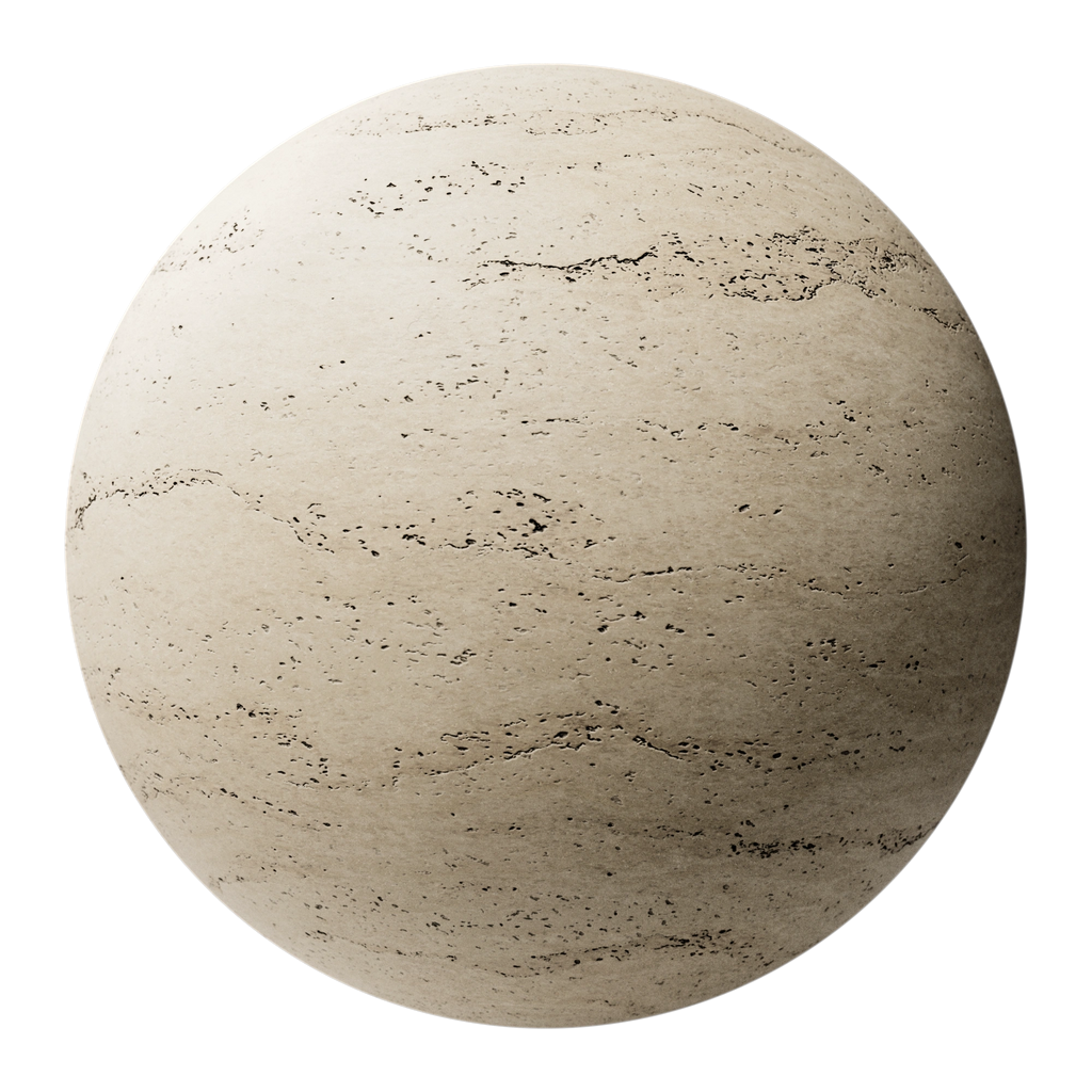 Honed Travertine Unfilled PBR Texture - Sphere Swatch Preview | Superellipse
