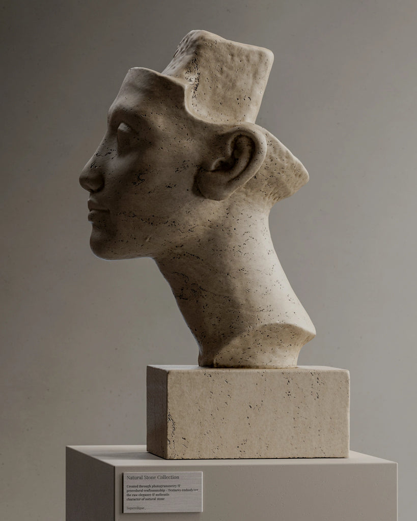 Honed Travertine Unfilled PBR Texture - Example Scene Visualization | Superellipse