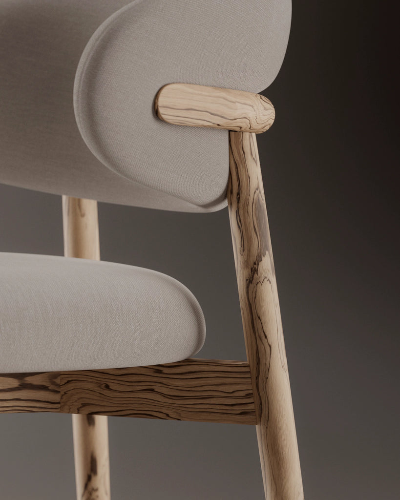 Zebrano Natural Finish Veneer Wood PBR Texture - Example Scene Visualization | Superellipse