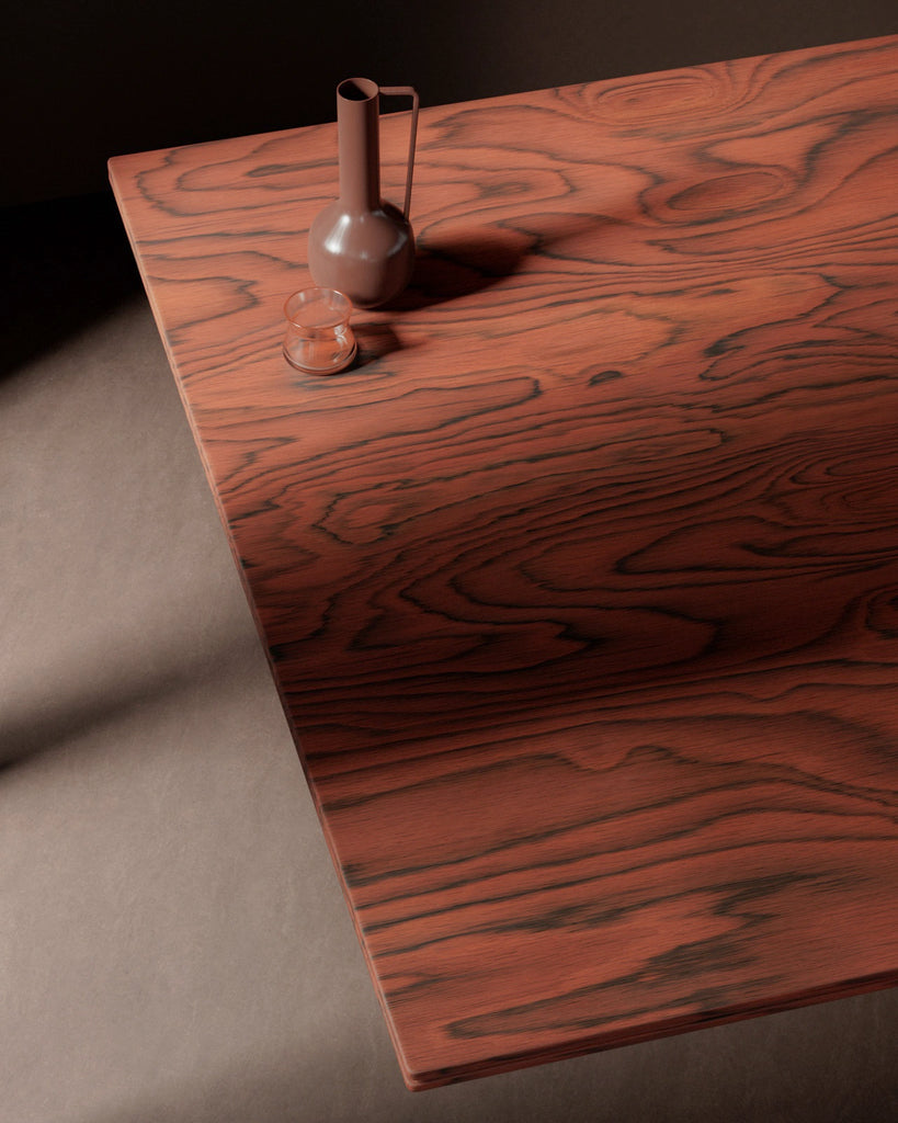 Sottsass Red Dyed Wood Veneer PBR Texture - Example Scene Visualization | Superellipse