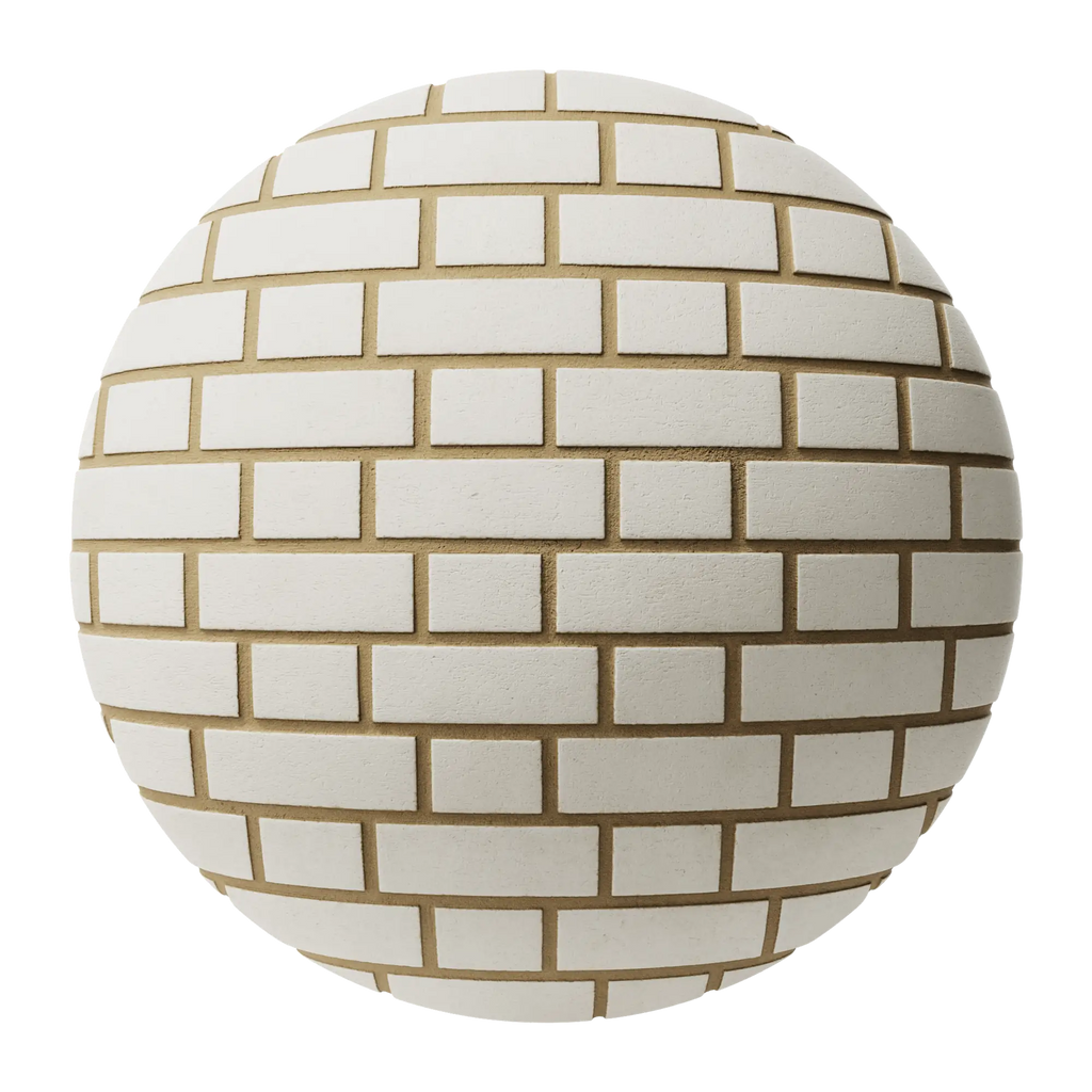Porcelain White Smooth Flemish Bond Brick PBR Texture - Sphere Swatch Preview | Superellipse