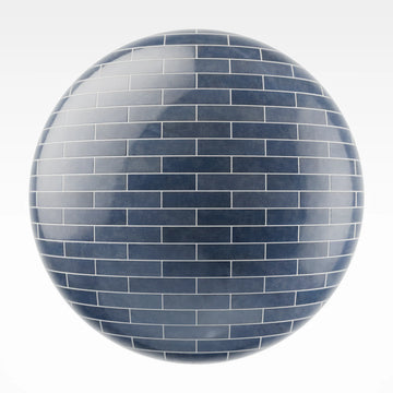 Zellige Blue Fronteira Brickbond Tile PBR Texture - Sphere Swatch Preview | Superellipse