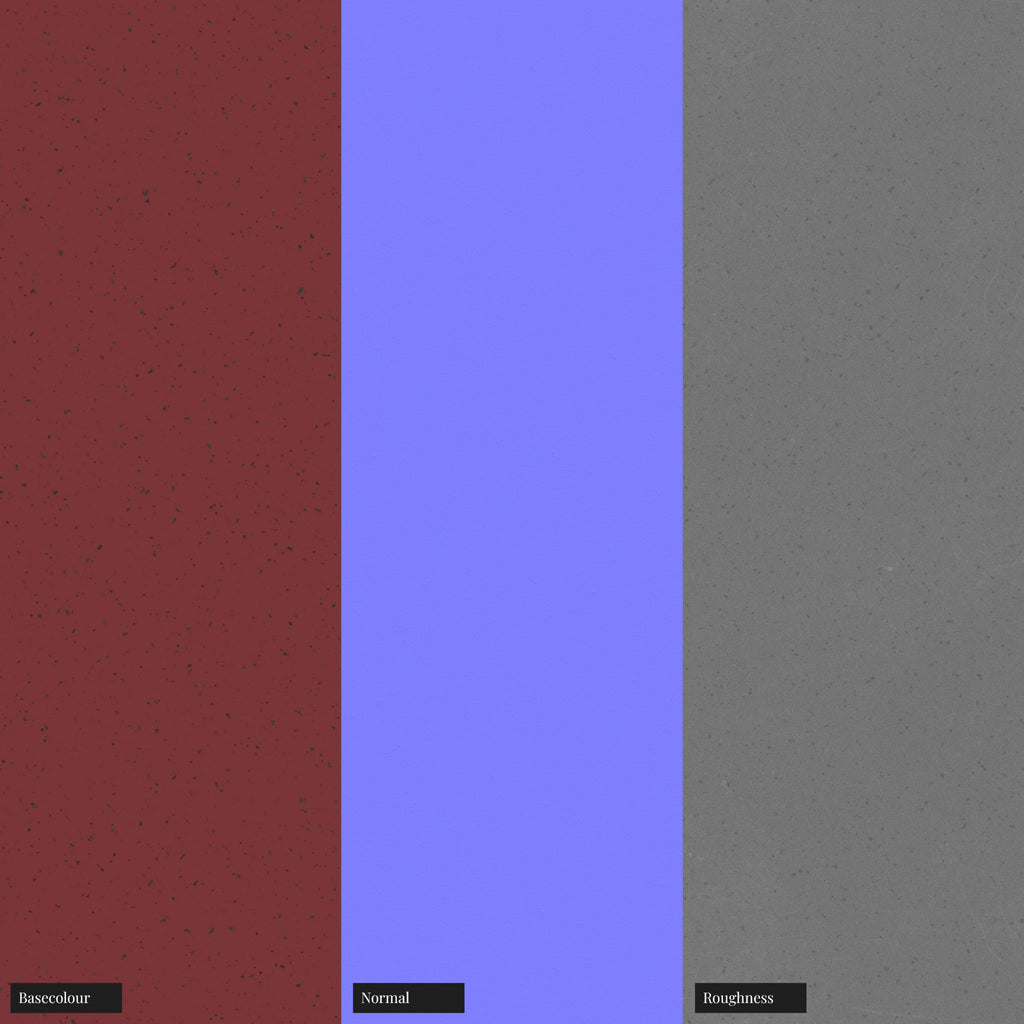 Dark Speckled Winery Red Plastic PBR Texture - Example Scene Visualization | Superellipse