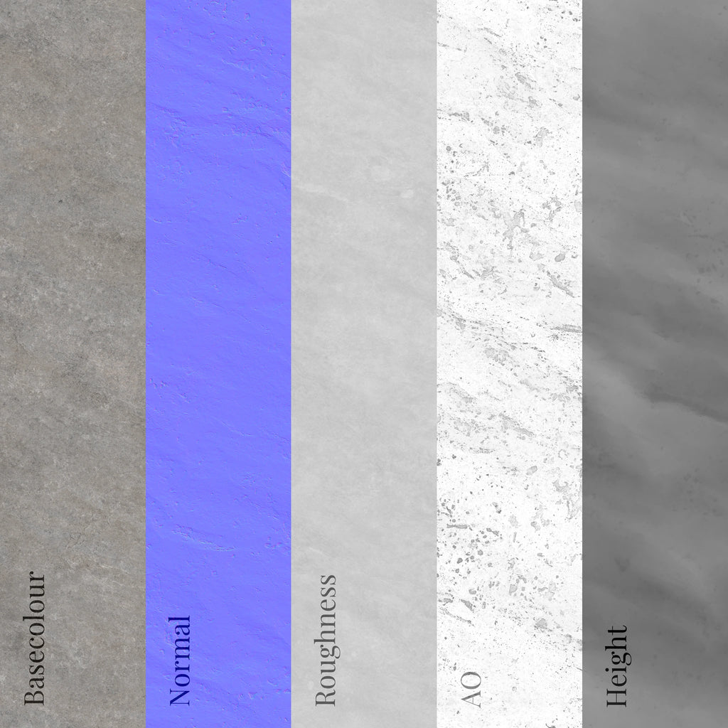 Ash Grey Natural Cut Limestone PBR Texture - Example Scene Visualization | Superellipse