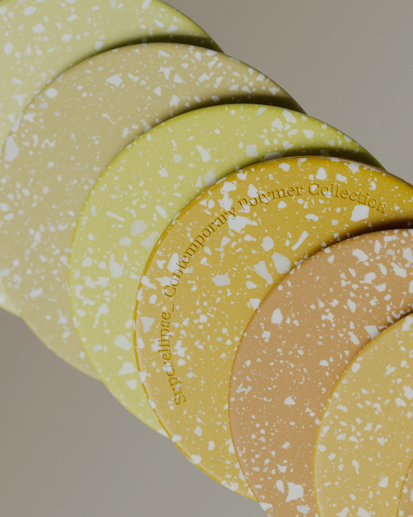 Dandelion Yellow Terrazzo Plastic PBR Texture - Example Scene Visualization | Superellipse