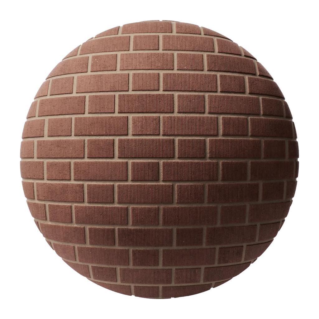 Ribbed Carlton Red Brick Flemish Bond PBR Texture - Sphere Swatch Preview | Superellipse
