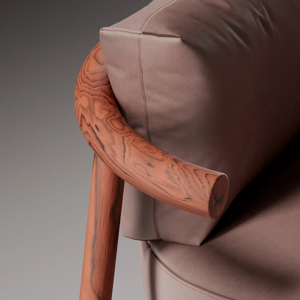 Sottsass Red Dyed Wood Veneer PBR Texture - Example Scene Visualization | Superellipse