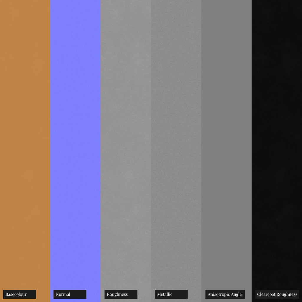 Sunset Gold Metallic Gloss Paint PBR Texture - Example Scene Visualization | Superellipse