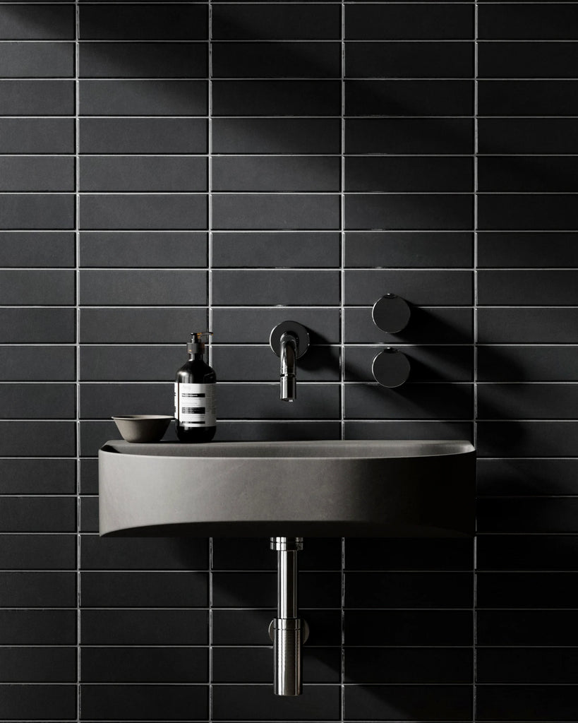 Stacked Matte Graphite Tile PBR Texture - Example Scene Visualization | Superellipse