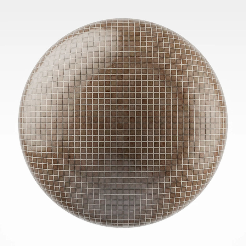 Zellige Mocha Mosaic Tile PBR Texture - Sphere Swatch Preview | Superellipse