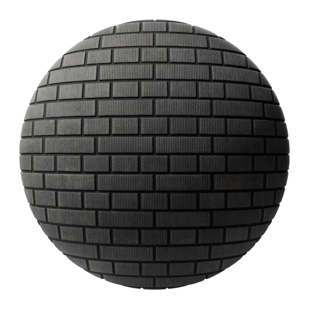 Grooved Dark Ash Brick English Bond PBR Texture - Sphere Swatch Preview | Superellipse