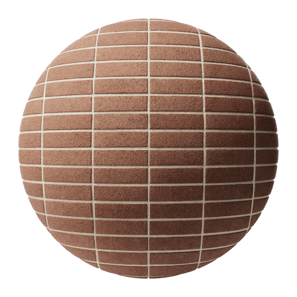 Aston Red Sandfaced Brick Stack Bond PBR Texture - Sphere Swatch Preview | Superellipse