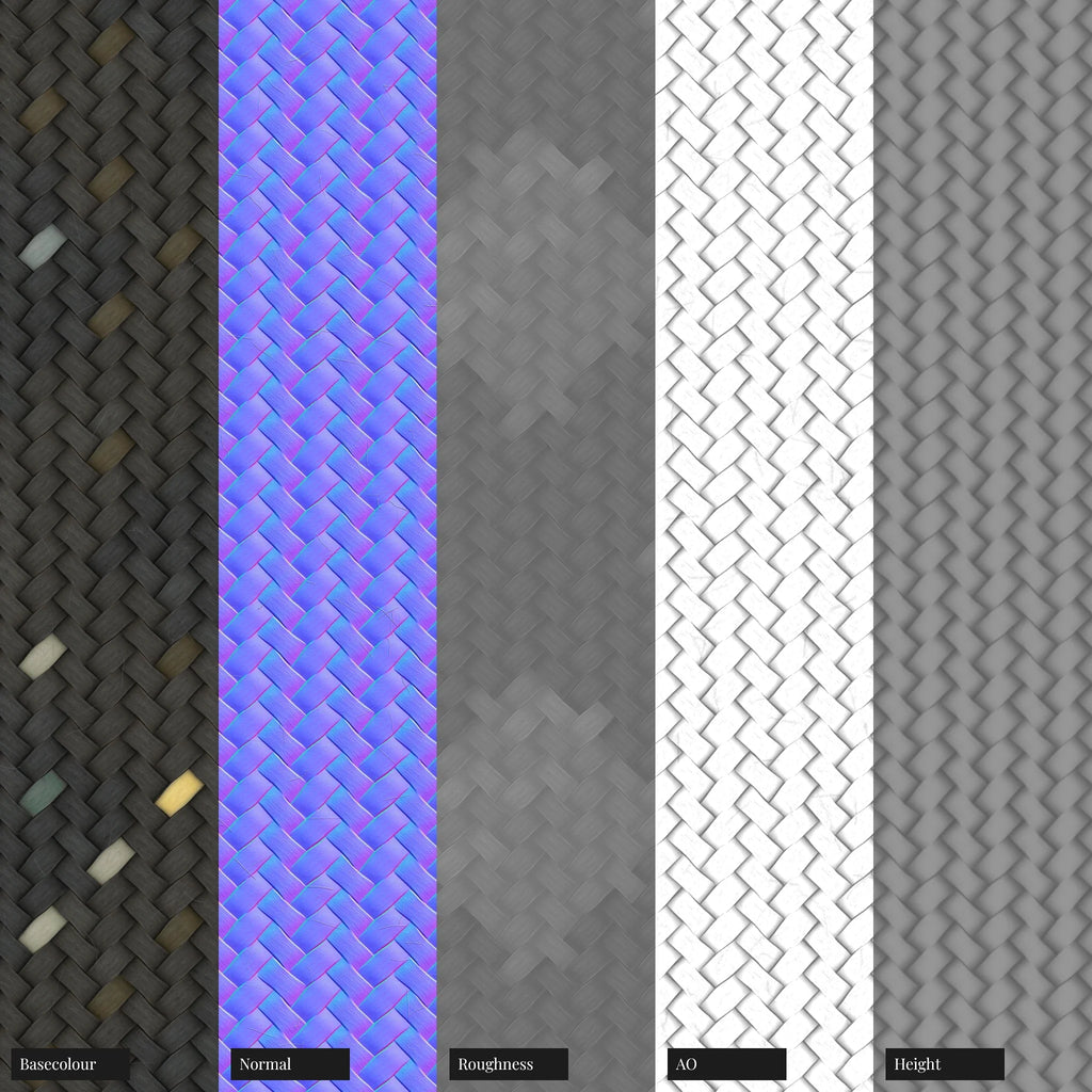 Carbon Pixel Braided Cord PBR Texture - Example Scene Visualization | Superellipse